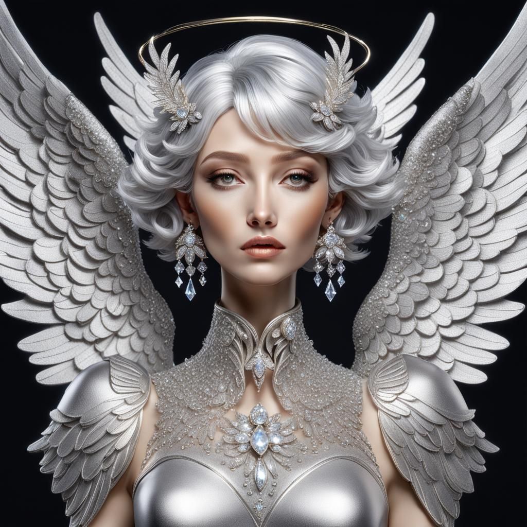 Silver Angel Ascending to Heaven: Digital Art