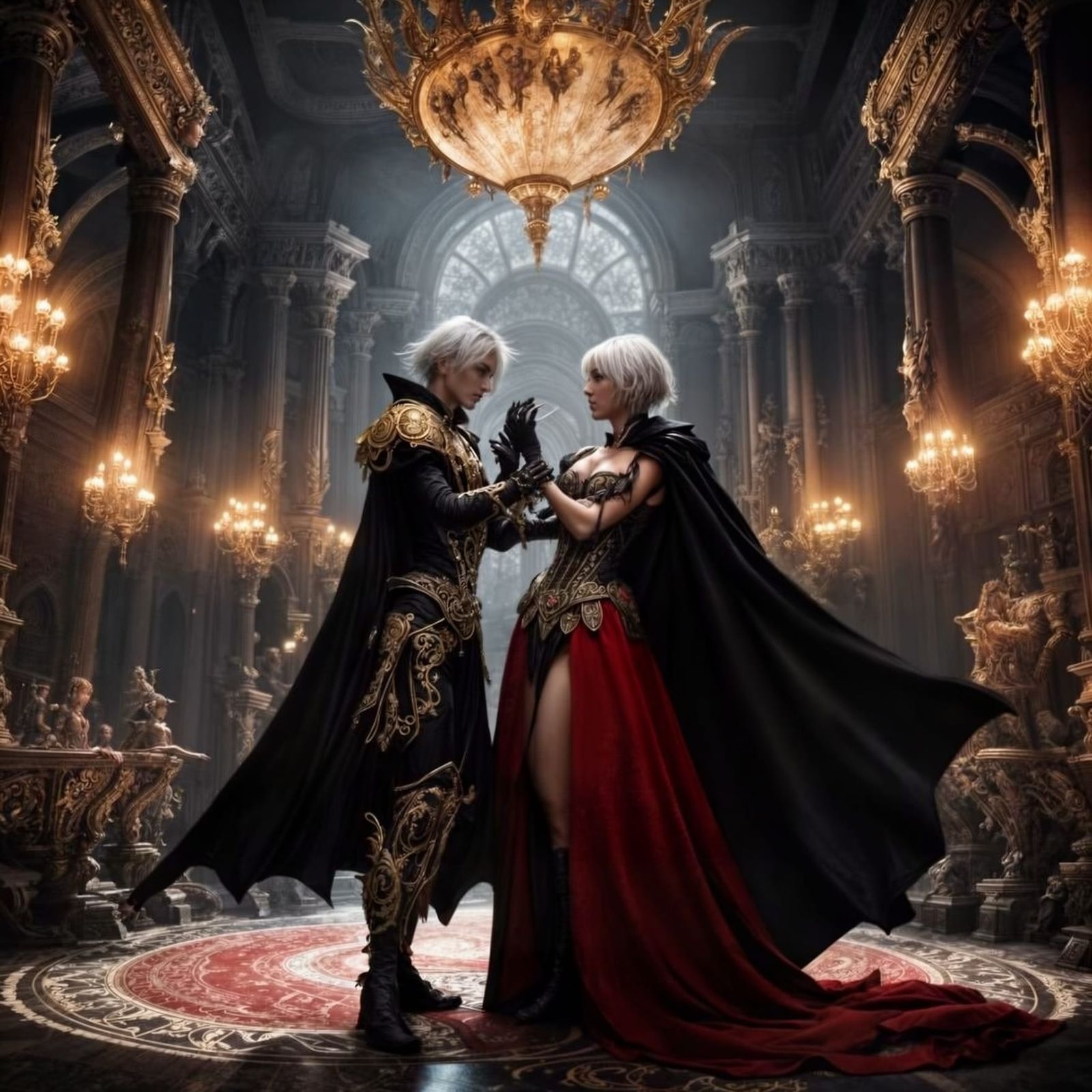 Vampire Waltz in Dark Rococo Ballroom