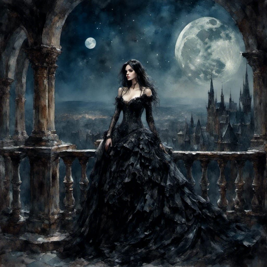 Gothic Princess in Moonlight, Digital Art