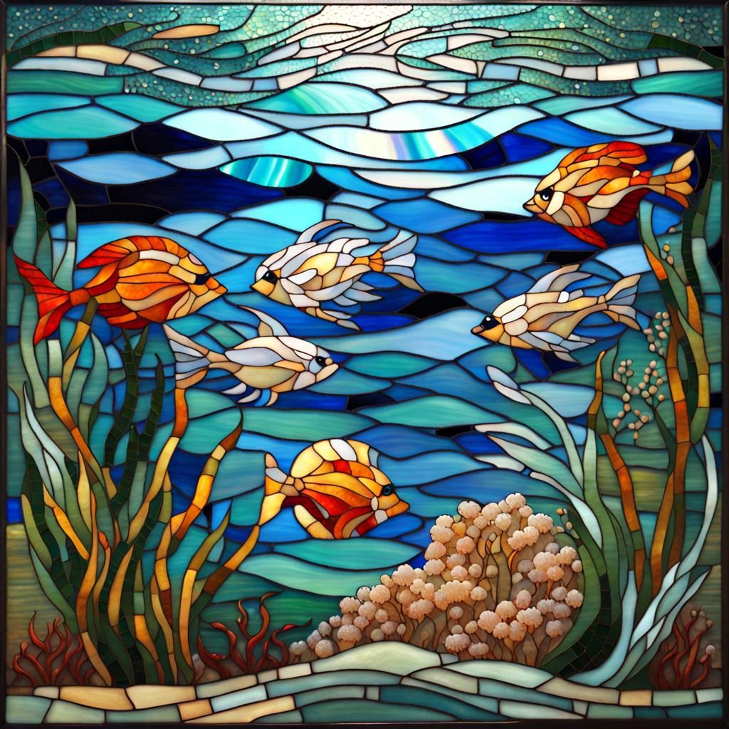 Art Deco Underwater World in Stained Glass