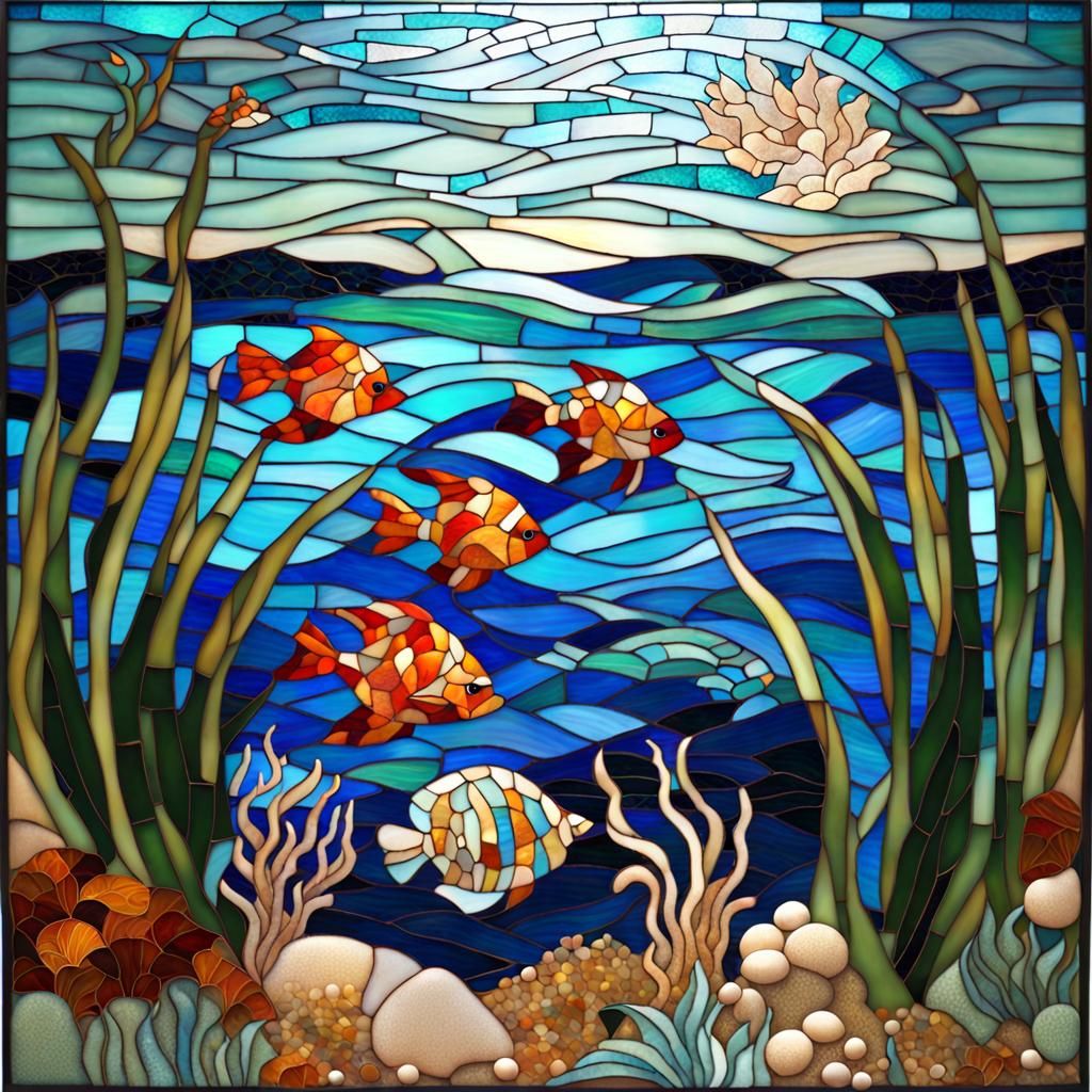 Underwater World: Stained Glass Art Deco Mosaic