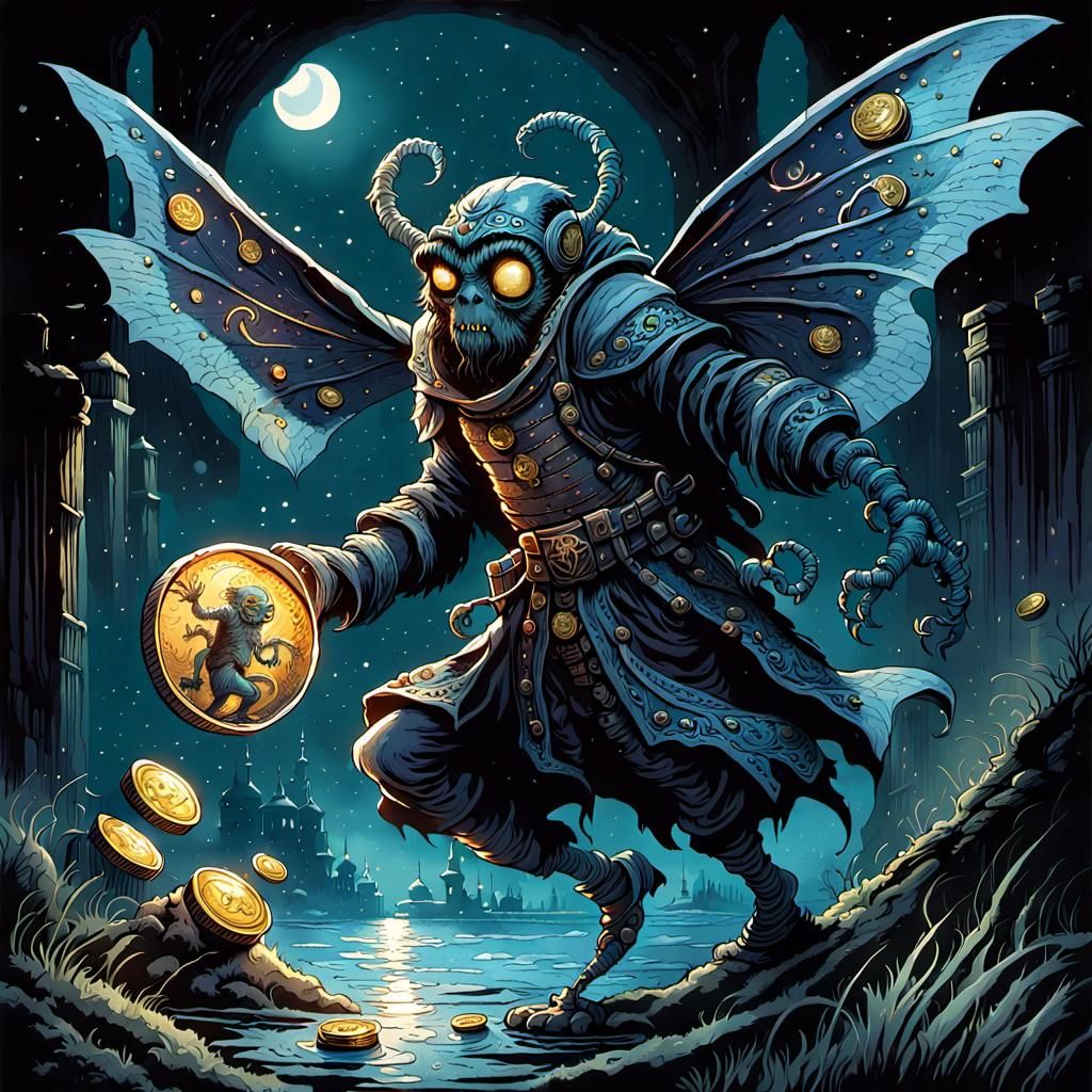 Gothic Gadfly Stealing Gold: Watercolor Comic Art