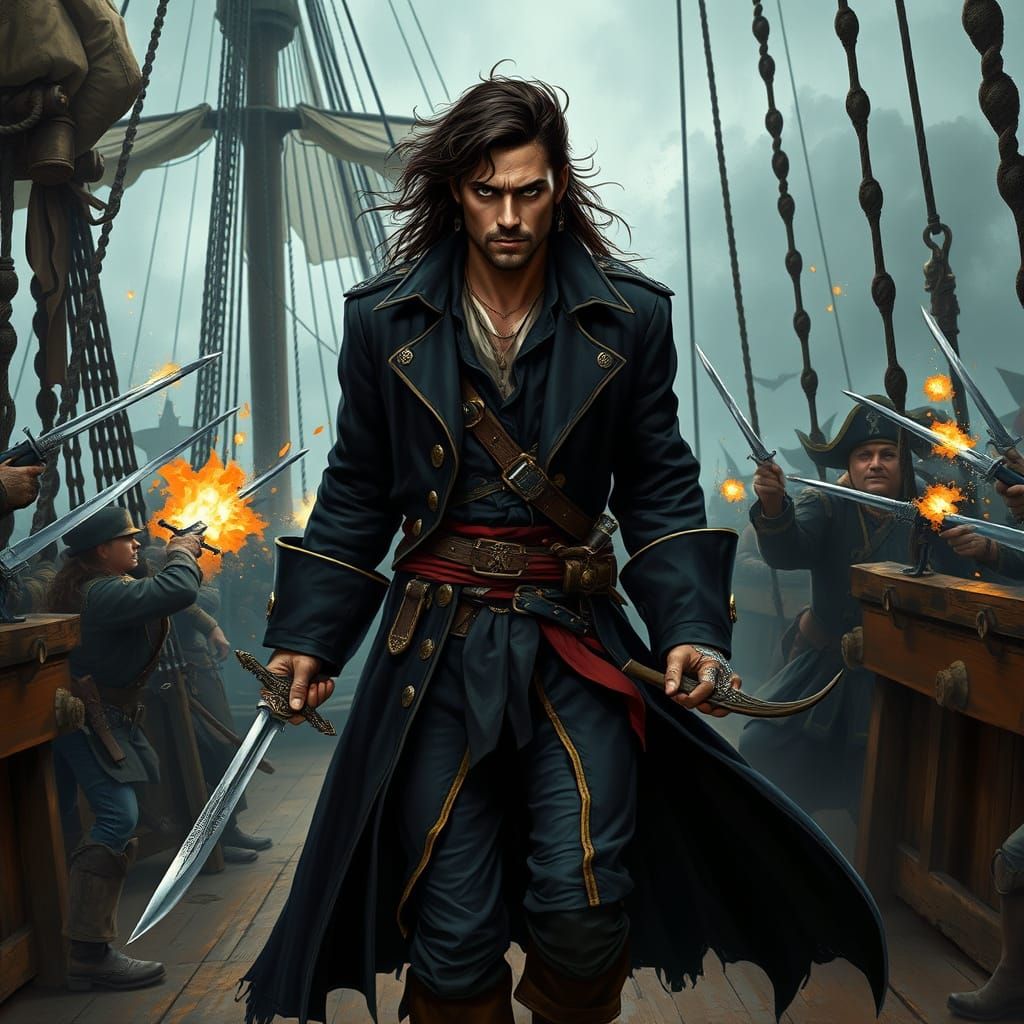 Swashbuckling Gypsy Pirate Walks Through Battle