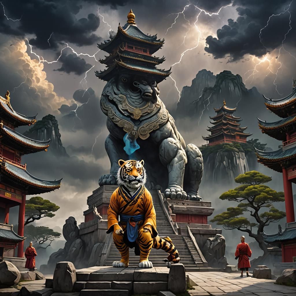Shaolin Temple Entrance: Oriental Fantasy Digital Art