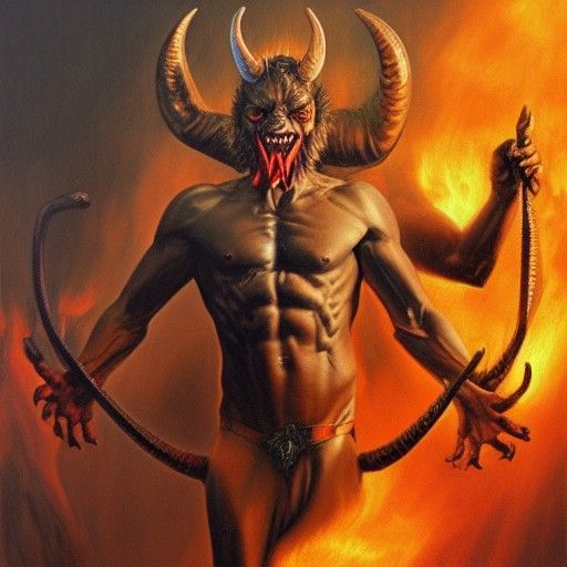 Devil in Hell: An Oil Painting