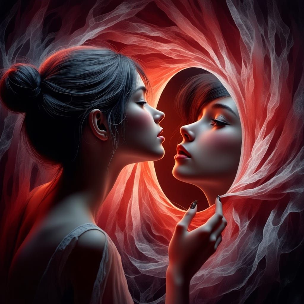 Dark Silhouette Reflected: Surreal 3D Art