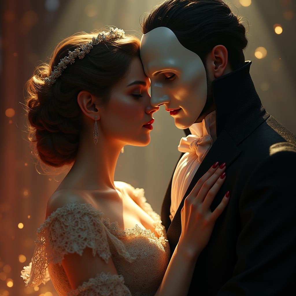 Ethereal Christine and Phantom Portrait in Concept Art Style