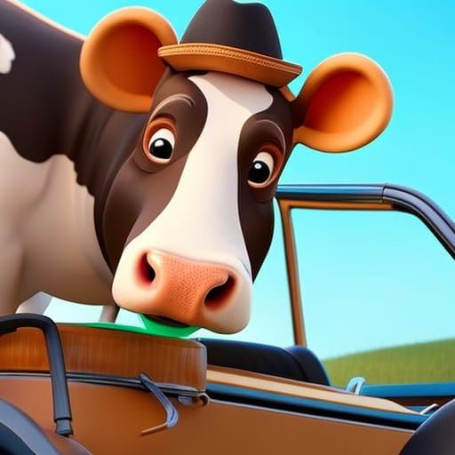 Cow in a car