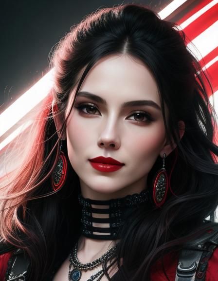 Punk Rock Girl: Hyper-Realistic Close-Up Portrait