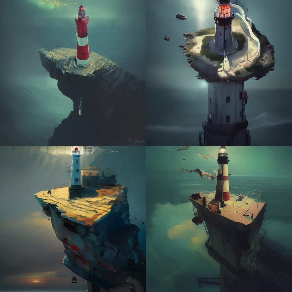 Stormy Ocean Lighthouse: Detailed Digital Art