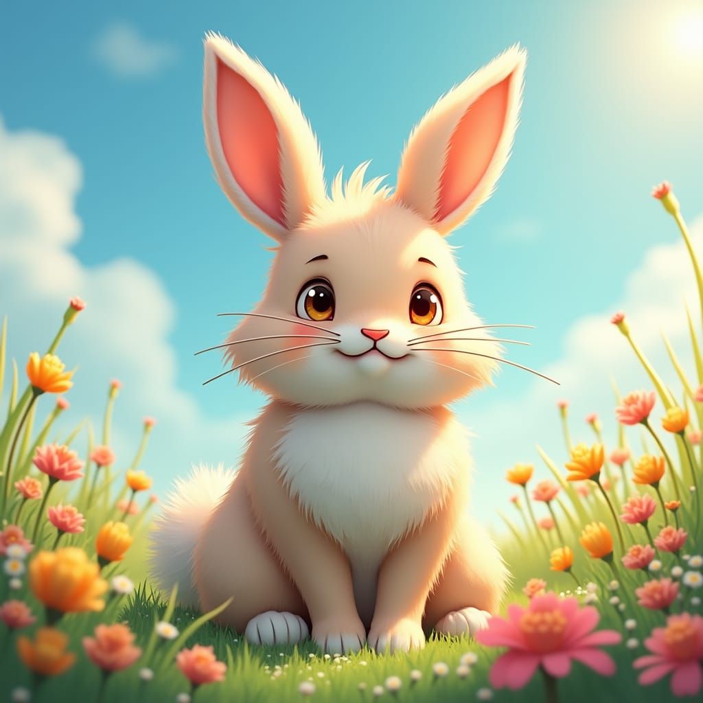 Majestic Disheveled Bunny in Anime Style