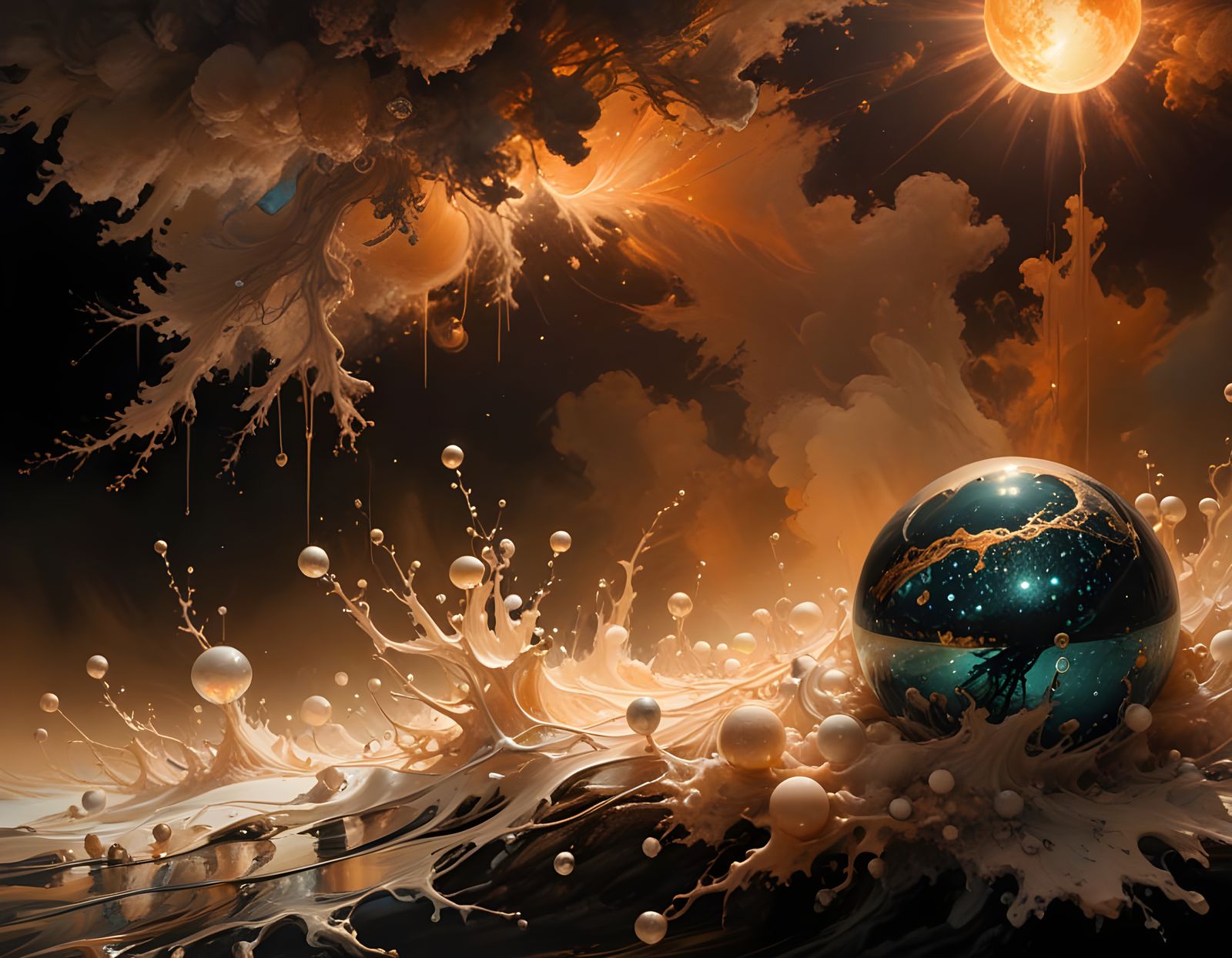 Bioluminescent Landscape in Soft Impasto Style