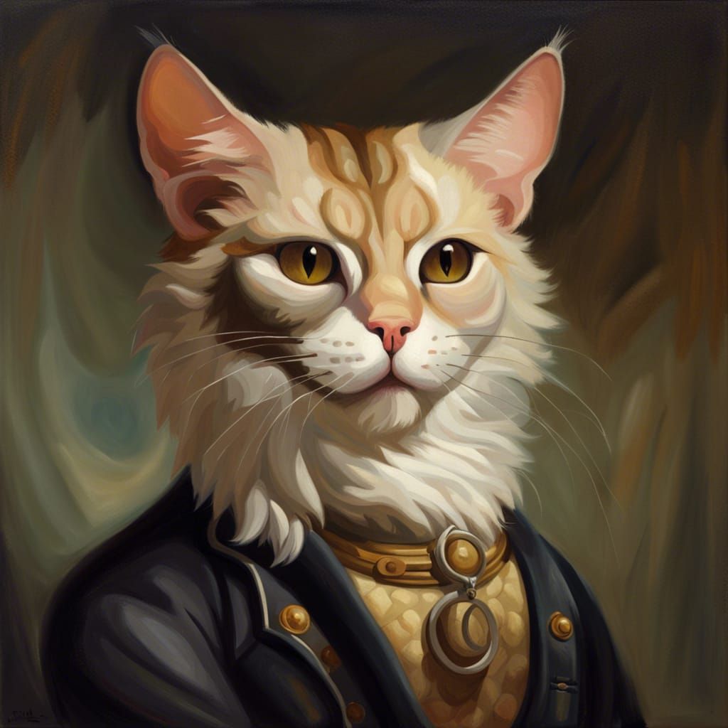 Cat-Human Chimera in Oil Painting Style