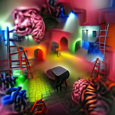 Colorful Brain Maze in Hyperrealism