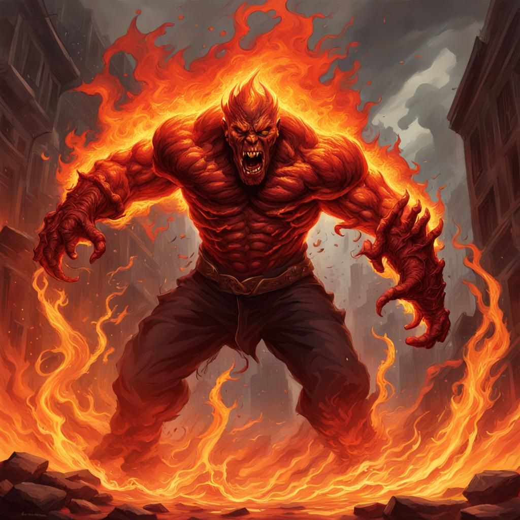 Inferno Revenant: Explosive Wrath in Dark Fantasy Style