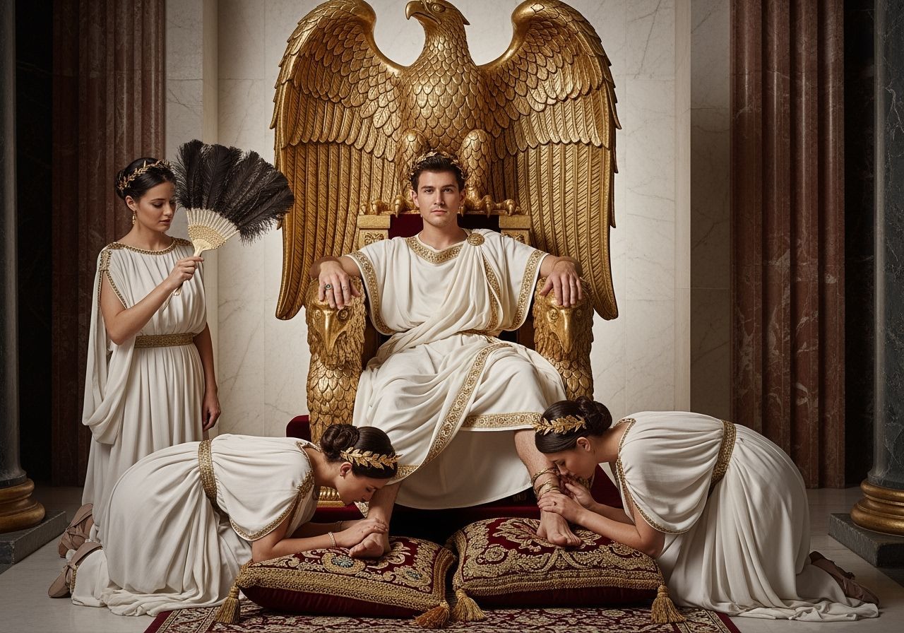 Young Roman Emperor on Eagle Throne, Palace Scene