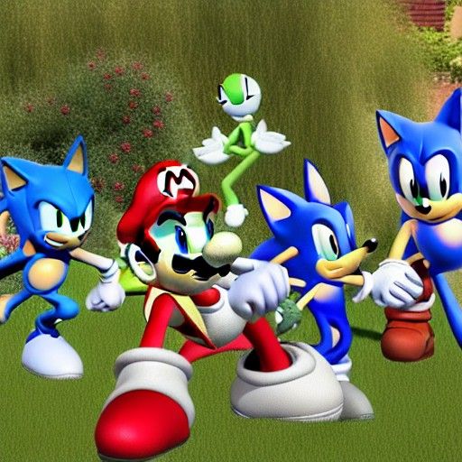 Garden Party with Mario, Sonic, Yoshi, and Tails