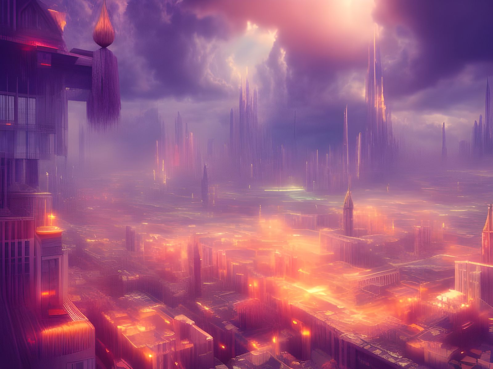 City in the Clouds: A Surreal Digital Illustration