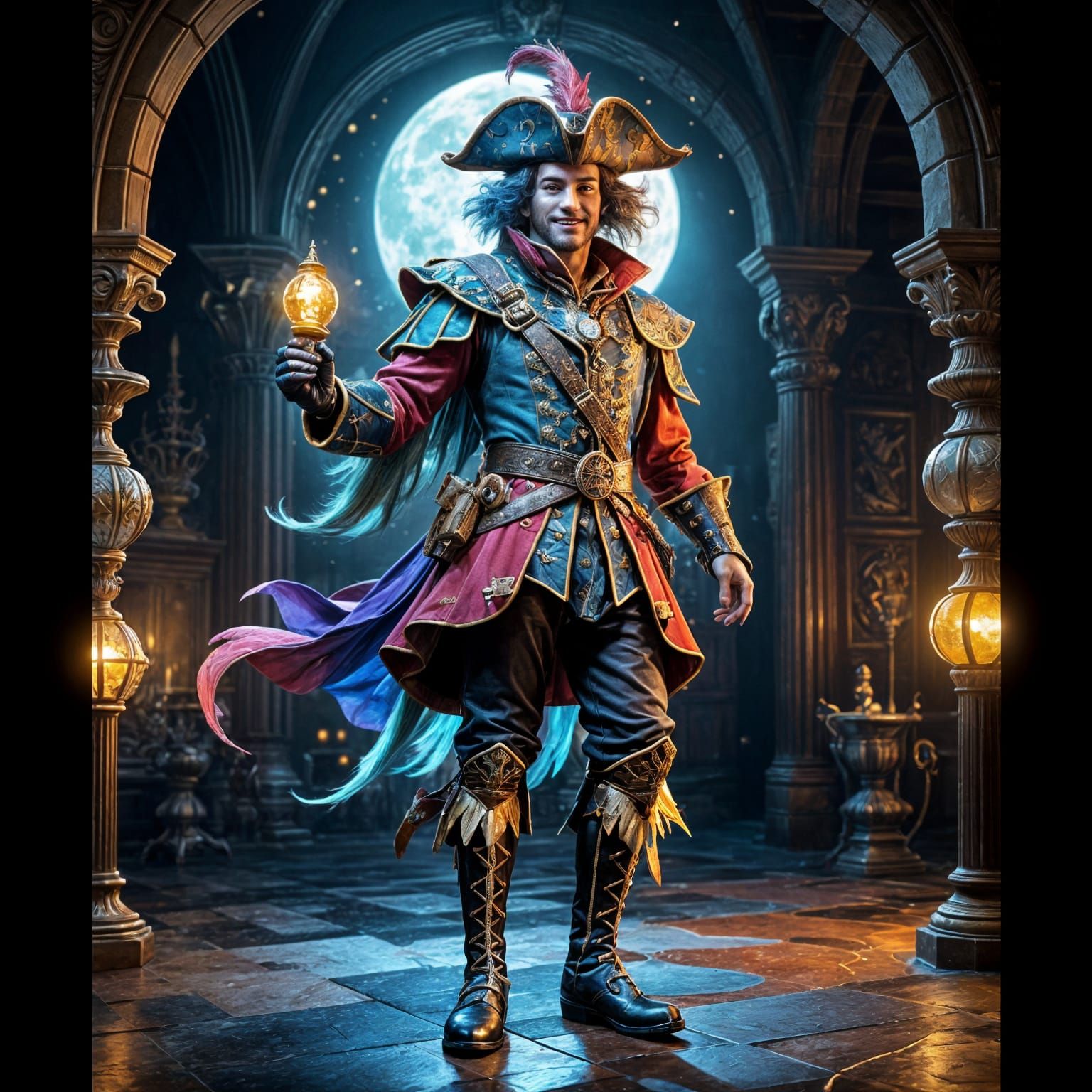 Laughing Jester as Landsknecht Super-Villain Portrait