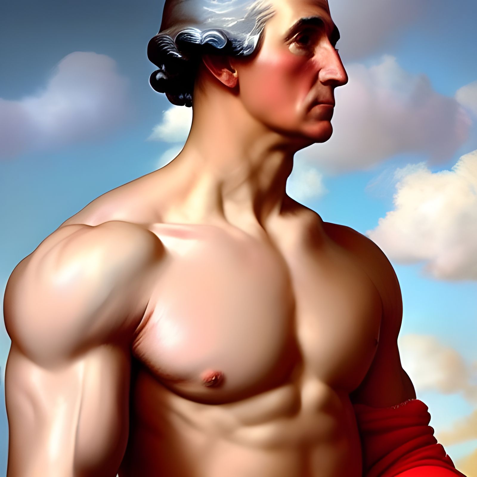 Muscular George Washington Portrait with Intricate Backlight...