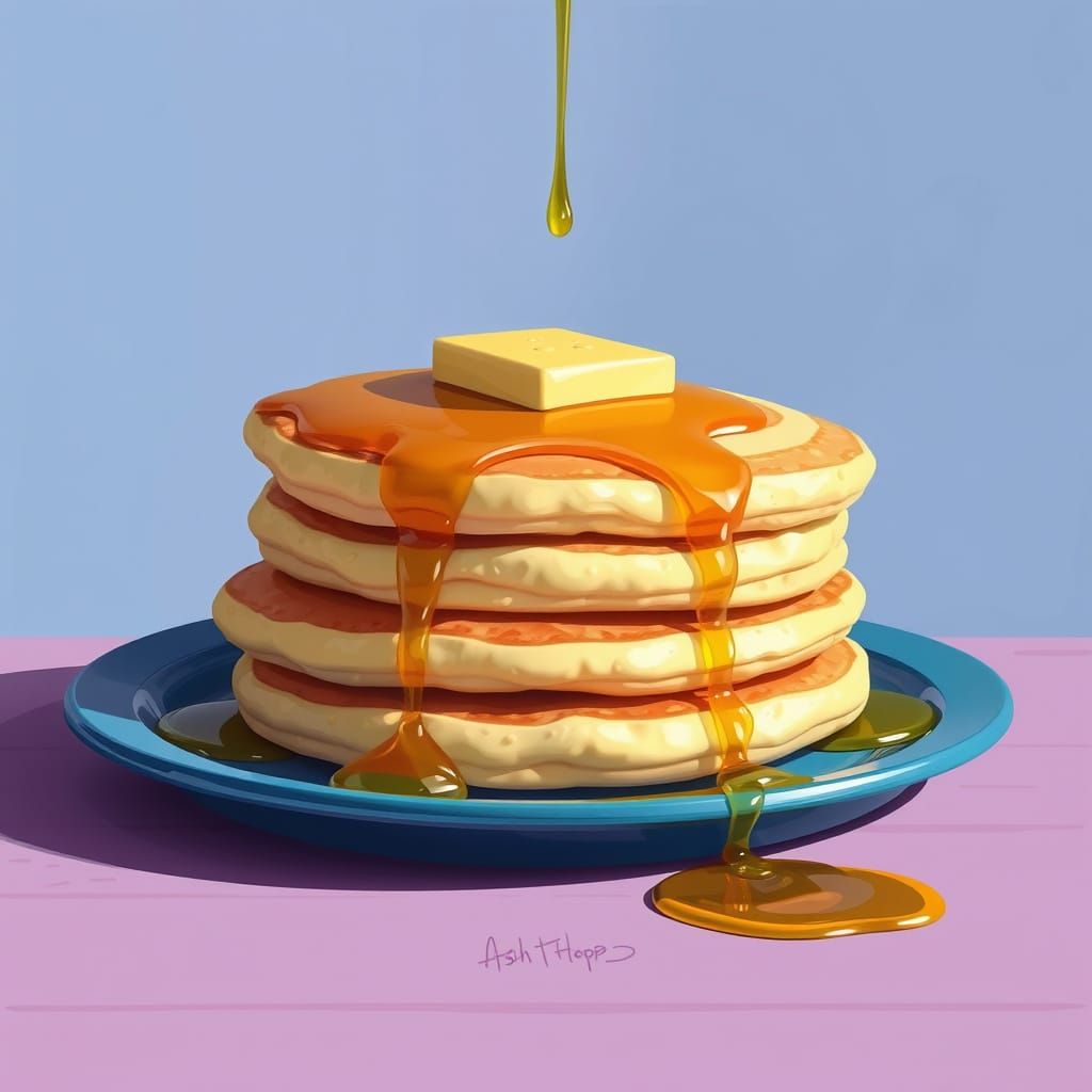 Pancakes with Syrup: Whimsical Digital Painting