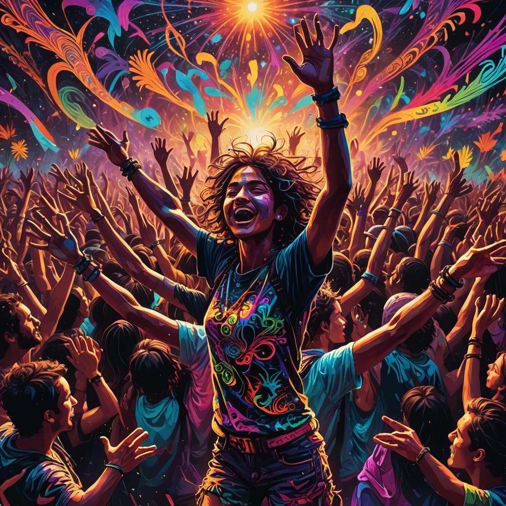 Psytrance Rave: Ecstatic Dance in Neon Lights
