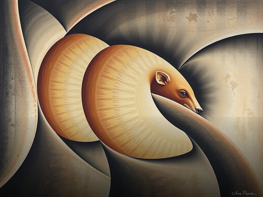 Golden Bear Art Deco Painting