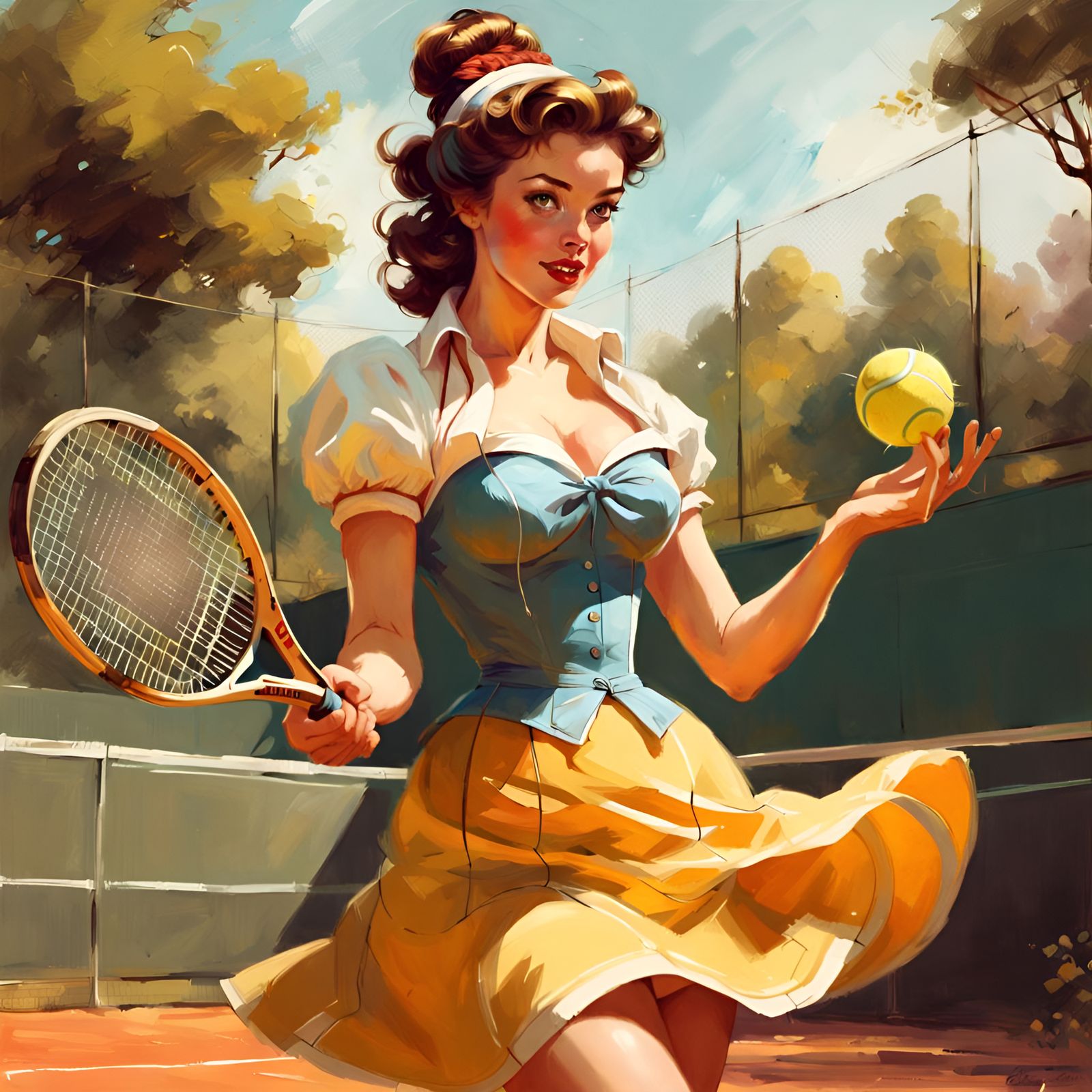 Princess Belle Plays Tennis in Pin-Up Style