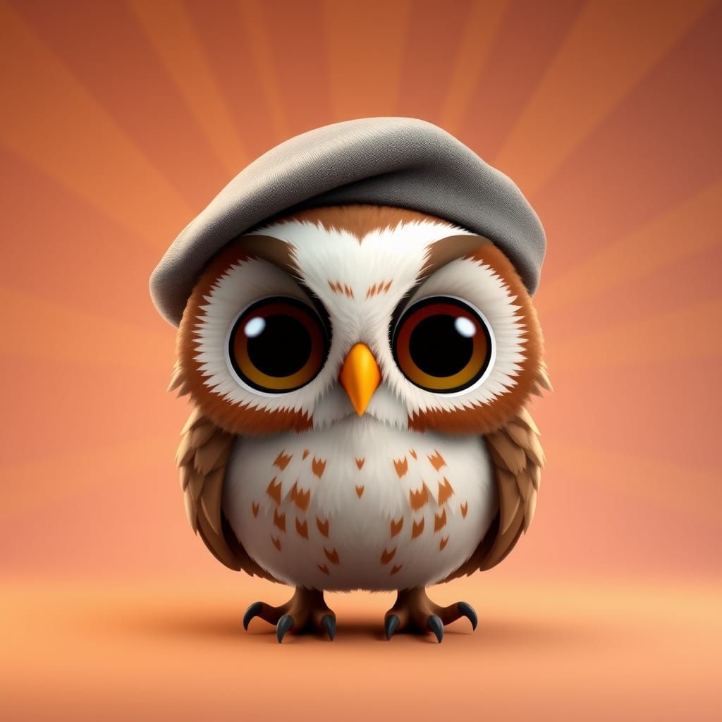 Cute Chibi Barn Owl in 3D Digital Art