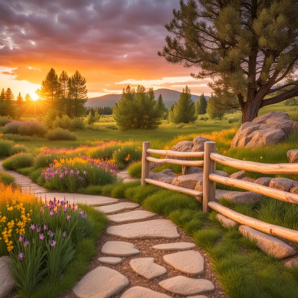 Pastoral Garden View at Sunrise: Bokeh Photography