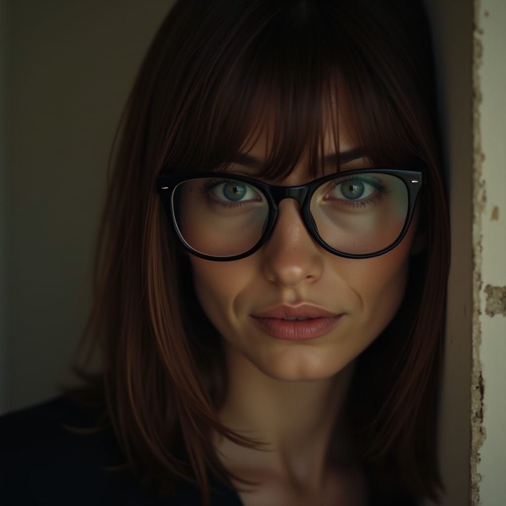 Hyperrealistic Portrait of Woman with Glasses in Cinematic S...