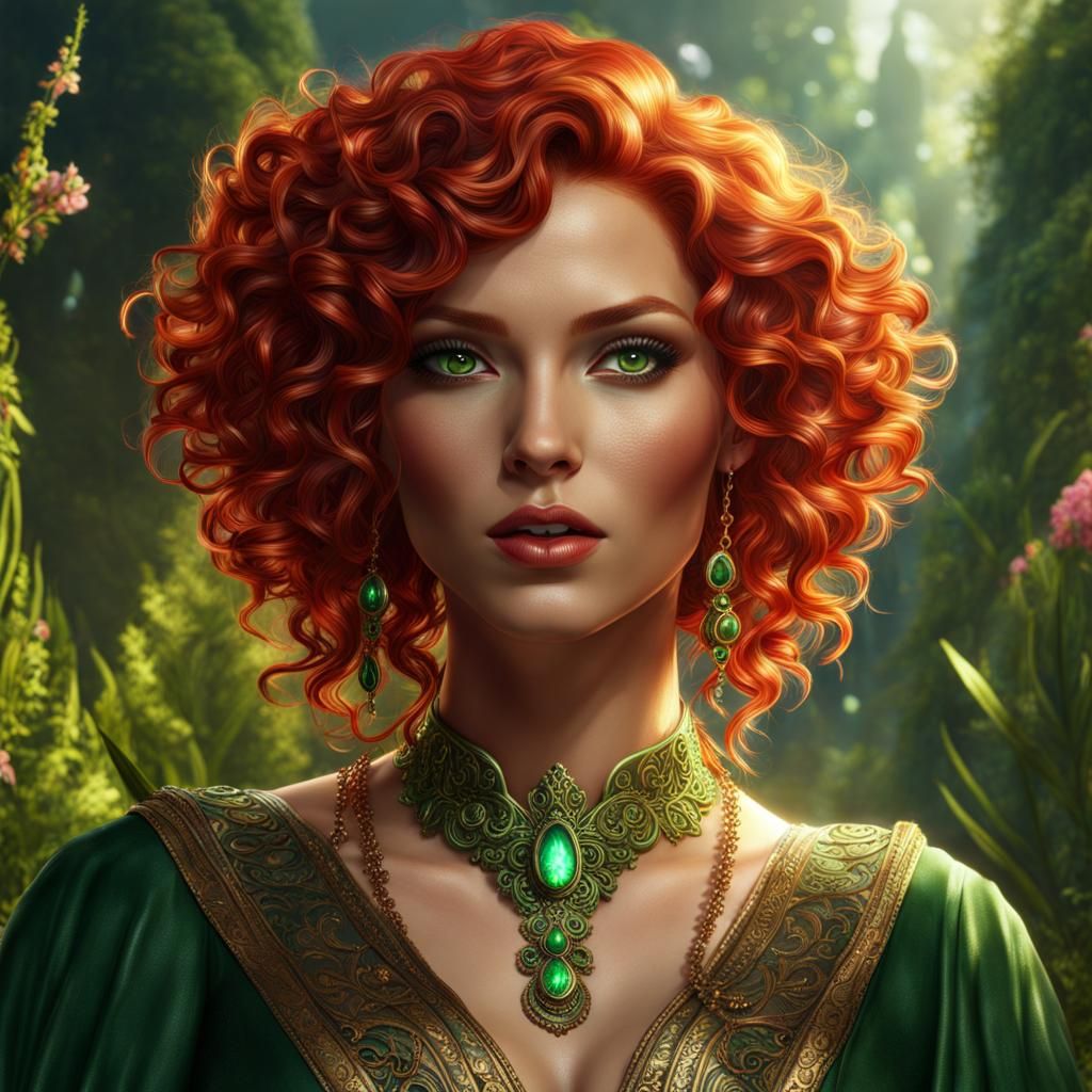 Goddess with Red Hair, Fantasy Concept Art