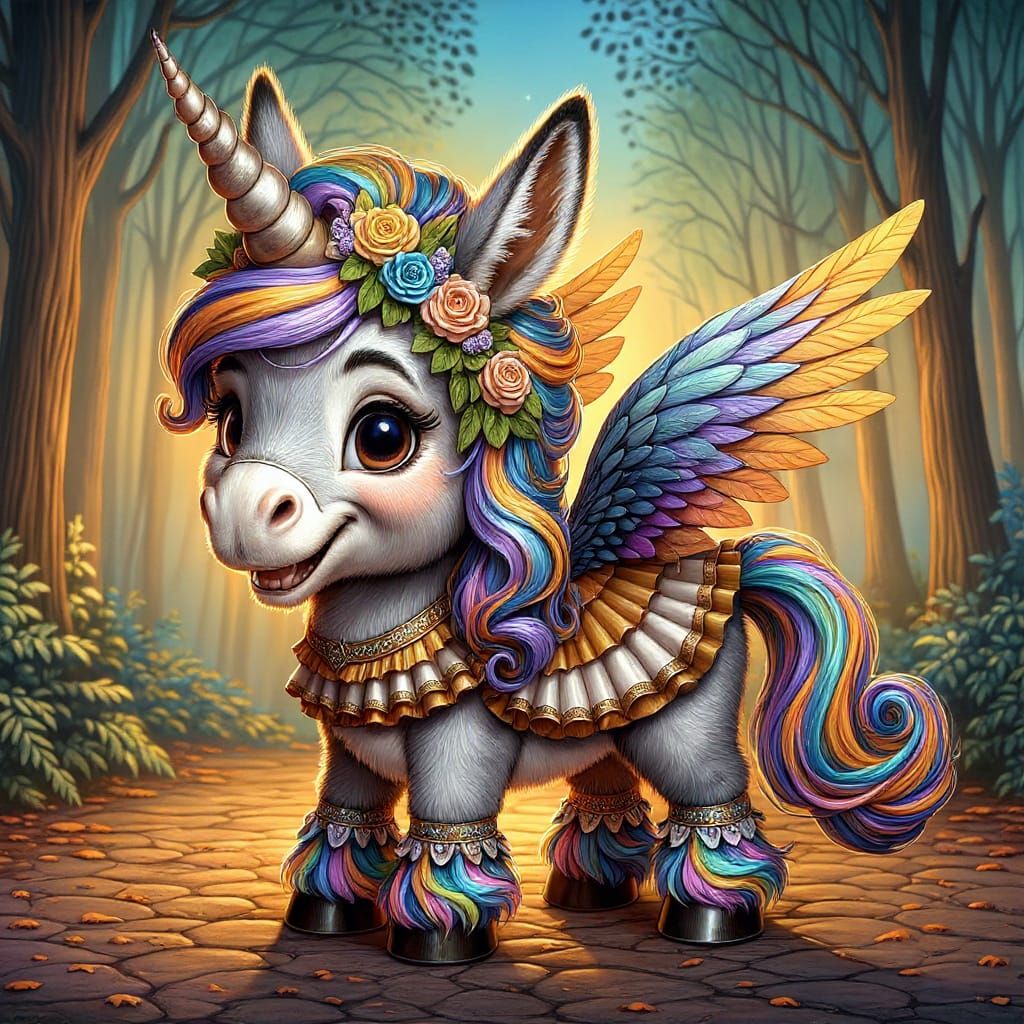 Proud Donkey in a Unicorn Costume