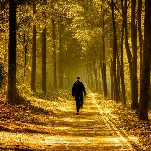 Figure Walking Towards The Light