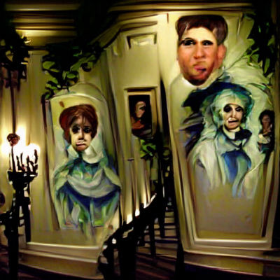 Haunted Mansion Hallway with Portrait Gallery