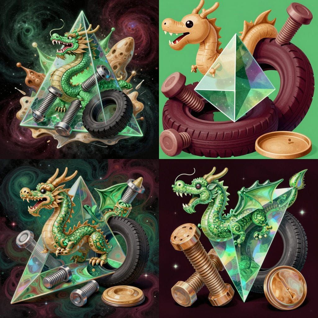 Dragon Balloon Assemblage with Cosmic Illustration