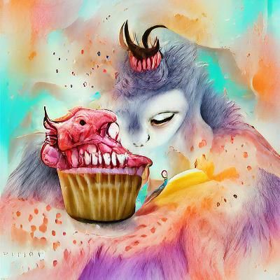 Demon's Delight: A Watercolor Storybook Illustration