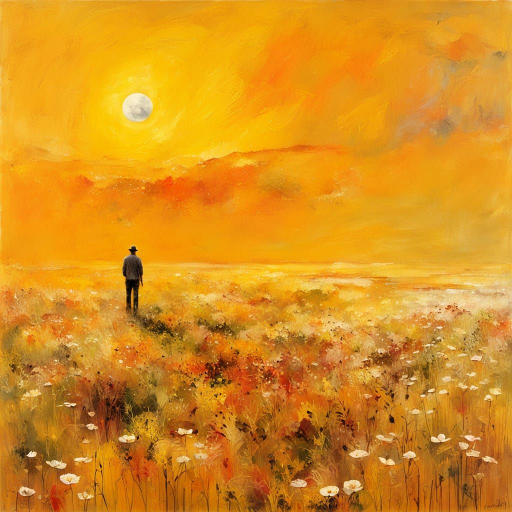 Summer Expressionist Painting with Impasto and Encaustic Tex...