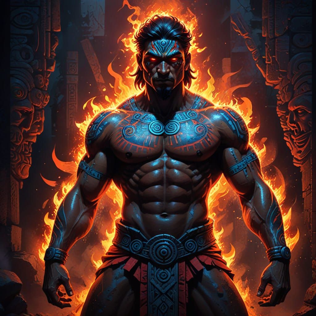 Mighty Aztec Warriors in Triadic Splendor