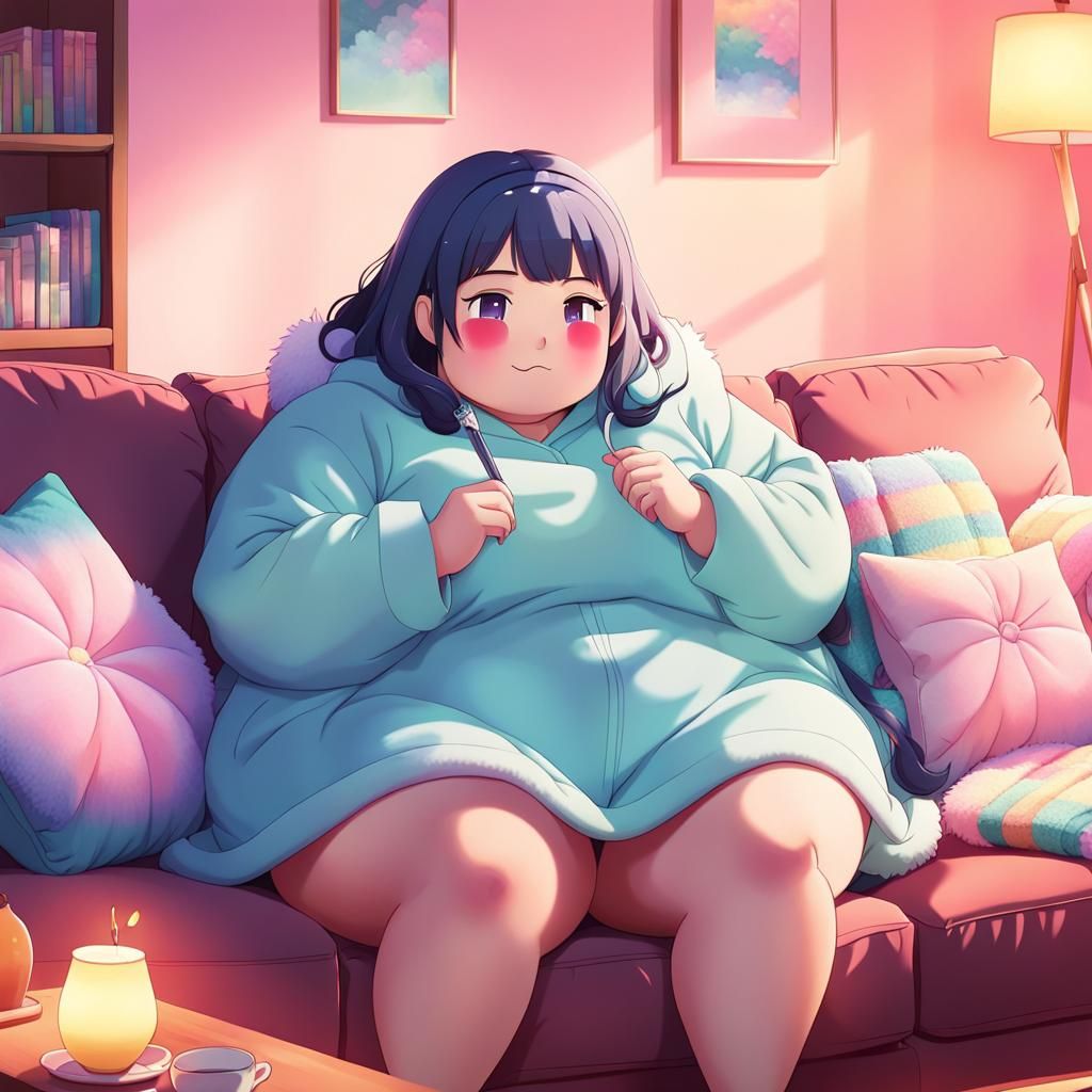 Kawaii Pastel Portrait of a Chubby Anime Girl