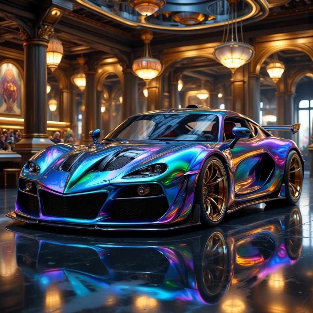 Chopped Compact Car with Spectral Gradient Paint