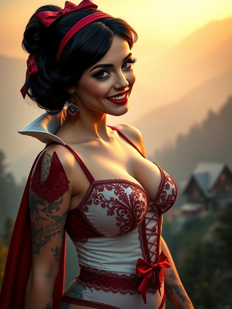 Snow White as Art Nouveau Pin-Up Portrait