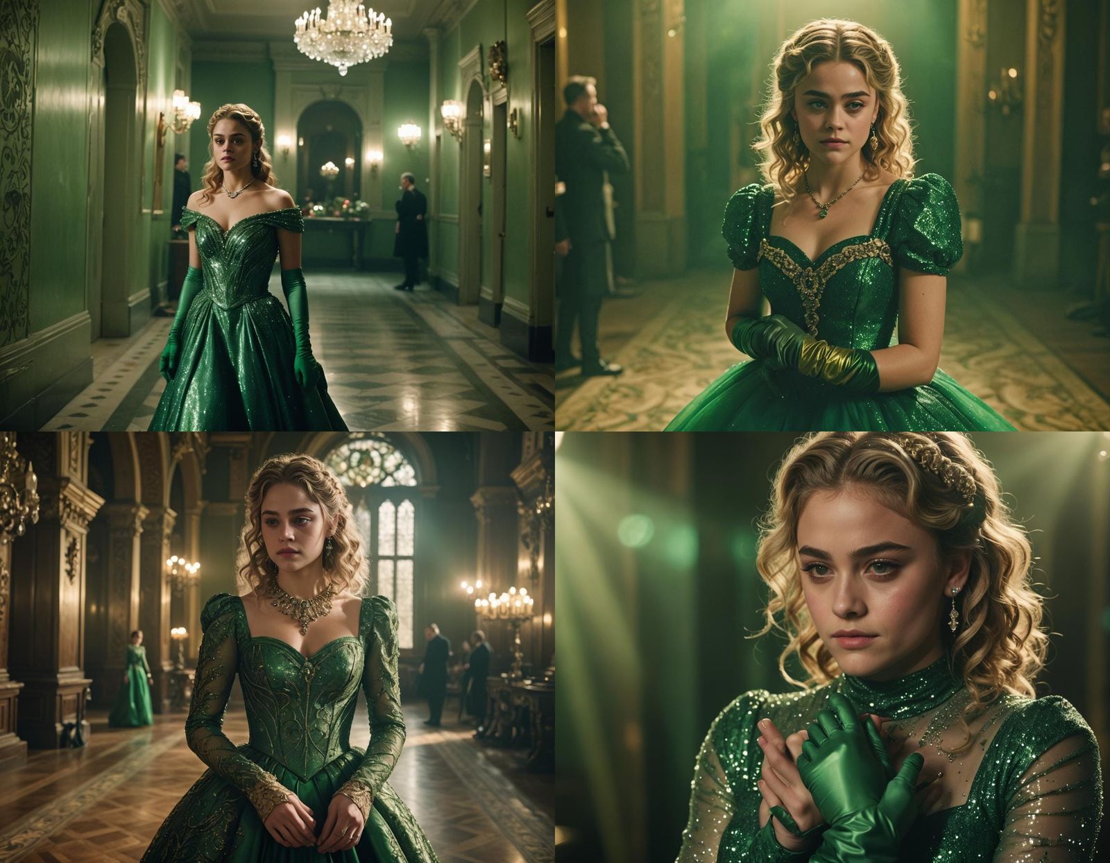 Josephine Langford in Shining Green Dress, Cinematic Film