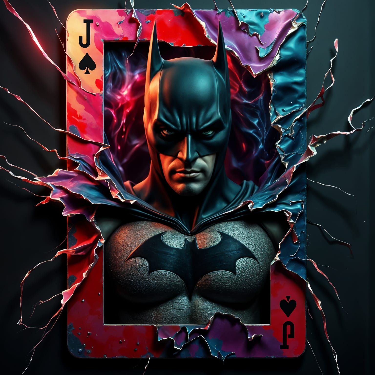 Batman Emerges from Joker's Playing Card in Hyperrealistic C...