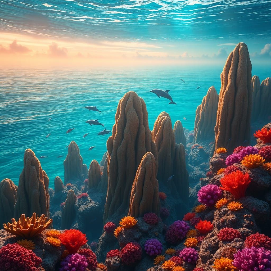 Luminous Coral Reef Ecosystem in Digital Art Style