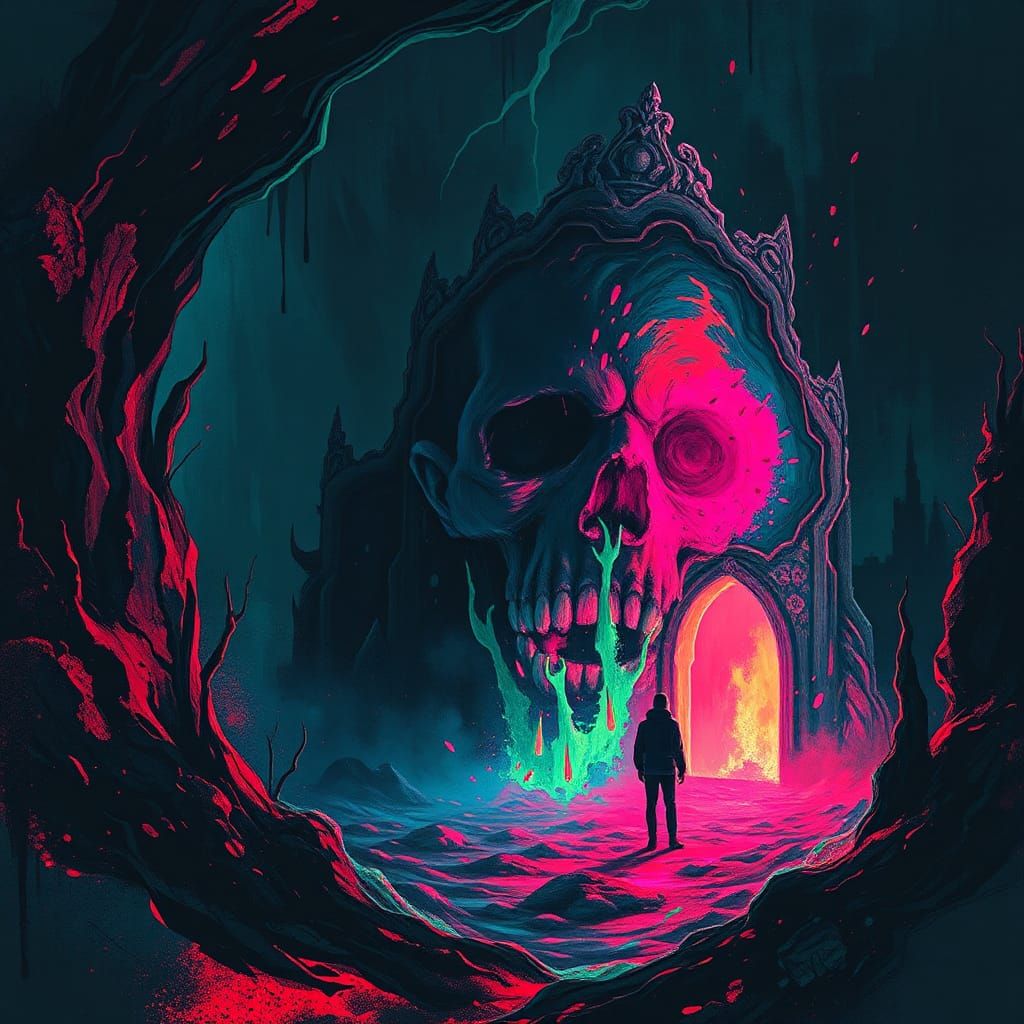 Surreal Dreamscape in Synthwave Neon Retro Style