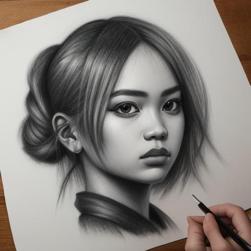 Hyperdetailed Charcoal Drawing of Lola