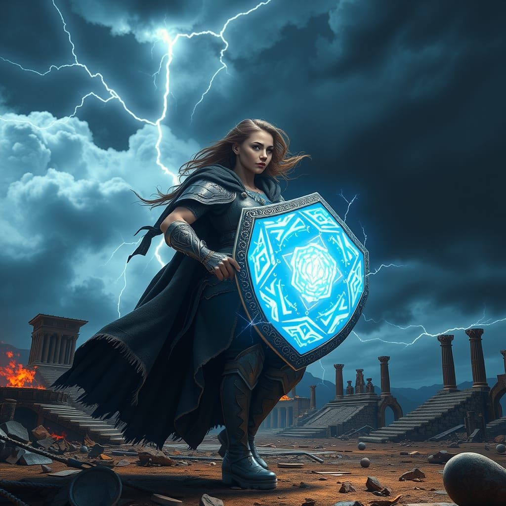Epic Female Warrior Unleashes Lightning on Mythical Battlefi...