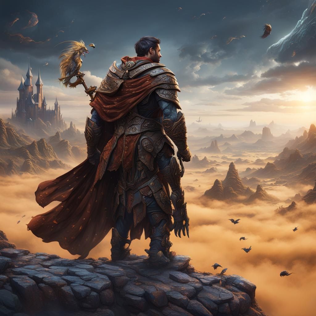 Fantastical Man: Detailed Matte Painting in Deep Color