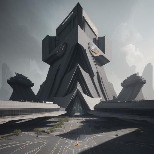 Futuristic Brutalist Architecture in Hyperrealistic Matte Pa...